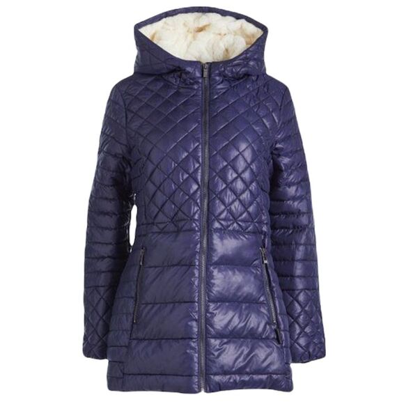 Steve Madden Sapphire Blue Glacier Shield Multi-Quilted Puffer Coat Size M - Picture 1 of 8